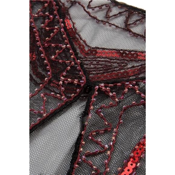 Shawl Wraps Sequin Beaded Cape Black Red - Picture 5 of 6